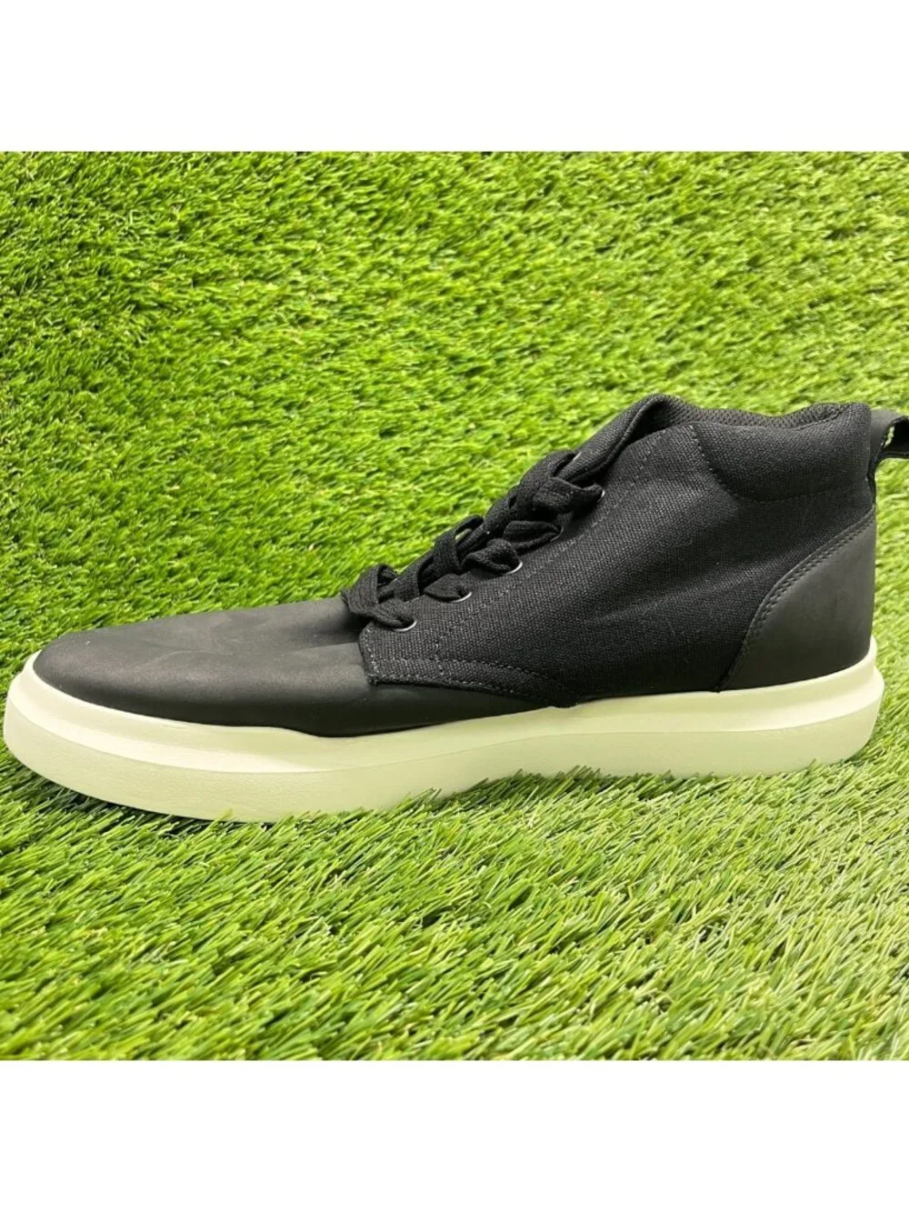 Perry Ellis Tao Mens Size 11.5 Black Casual Leather Ankle Chukka Boots Shoes